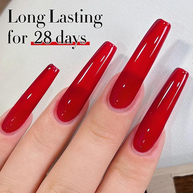 Double Rhythm 15ML Gel Polish Pure Sheer Same Color Same Bottle Soak Off Gel Polish Art Manicure Salon DIY at Home for Women (Jelly Red-A1450)