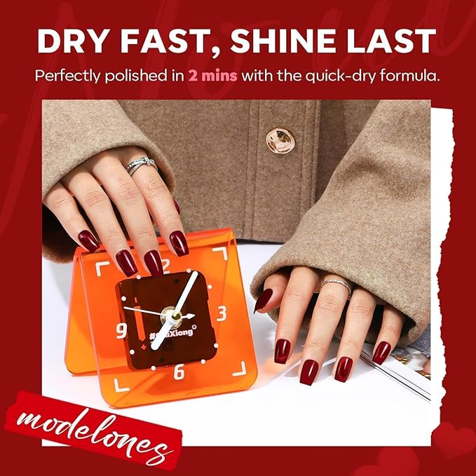 modelones Pink Nail Polish Set, Red Cat Eye 6 Colors Quick Dry Mini Finger Long Lasting Fast Drying DIY Manicure Kit Nail Art Home Salon Valentine's Day Gifts for Women Girl