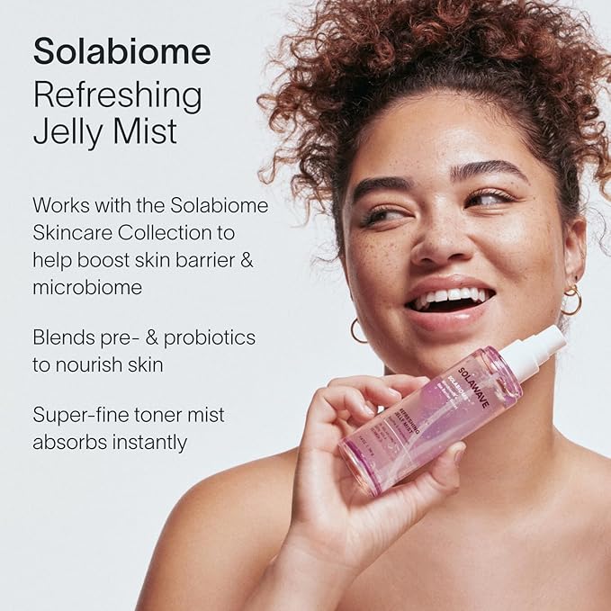 Solawave Refreshing Jelly Mist Toner with Gotu Kola, Prebiotics, Probiotics, Hydrating Pro Vitamin B5 for All Skin Types (3.4 OZ)