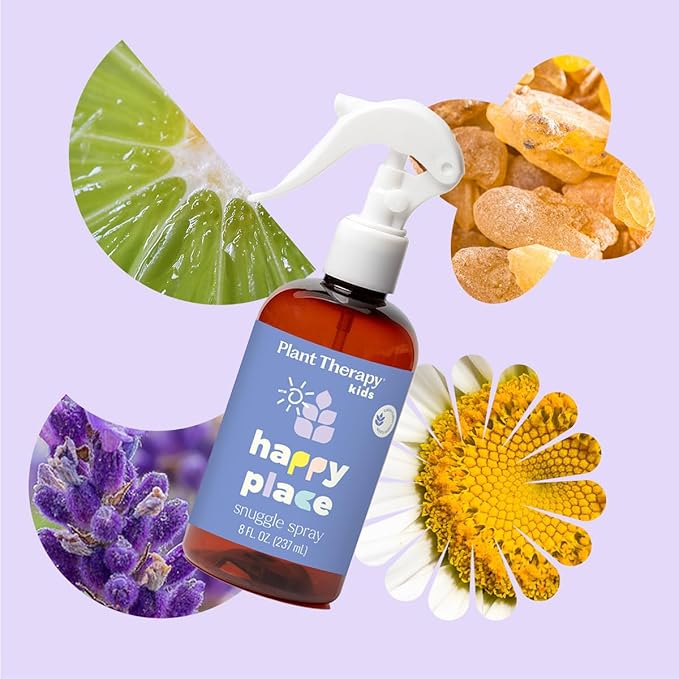 Plant Therapy Kids Happy Place Snuggle Linen & Pillow Spray 8 oz Natural Support for Big Emotions, Calming & Comforting, Made for Snuggles, Naps, and New Adventures, Powered by Essential Oils