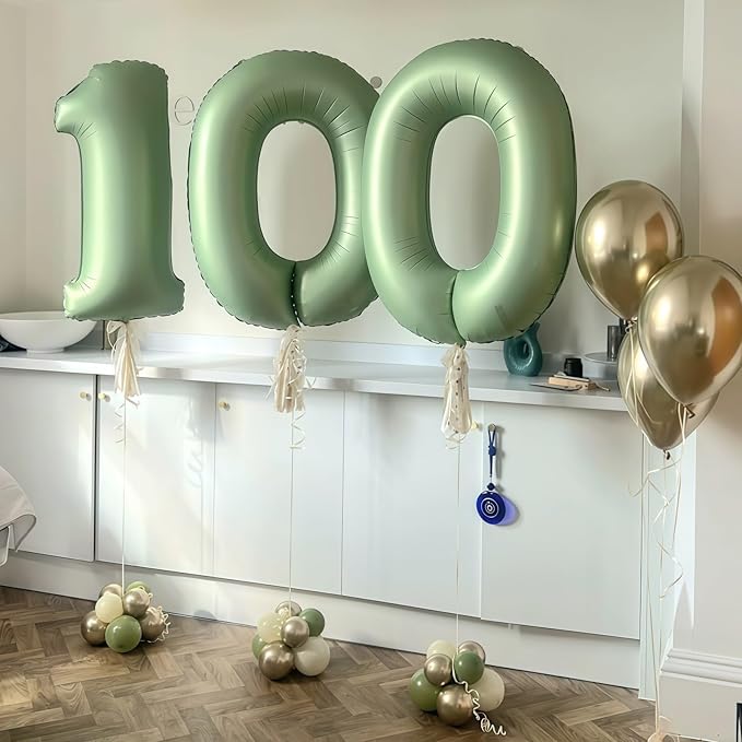 Sage Green 6 Number Balloon,Olive Green 6 Balloons 40 Inch Large Helium Foil Mylar Birthday Balloons for Boy Girl Baby Shower Birthday Jungle Party Decorations