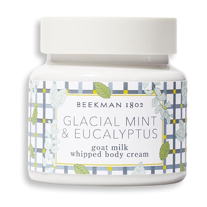 Beekman 1802 Glacial Mint & Eucalyptus Whipped Body Cream - 8 oz - Scented - Moisturizes, Soothes & Softens - With Coconut Oil & Mango Seed Butter - No Irritation - Good for Sensitive Skin