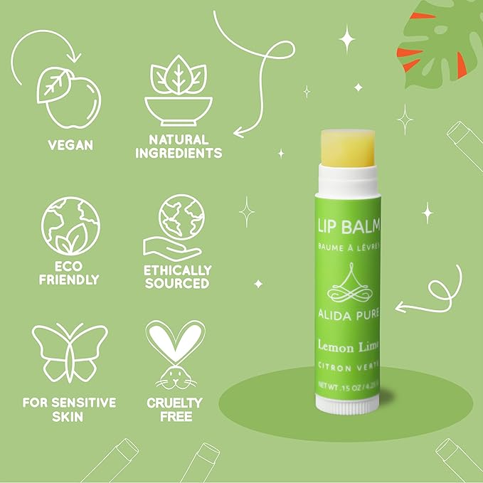 Aria Lip Balm Collection, Vegan Set, Beeswax Free, with Organic Jojoba and Avocado Oil, Vitamin E, Natural Moisturizer for Dry, Chapped Lips, 5 Tube Set