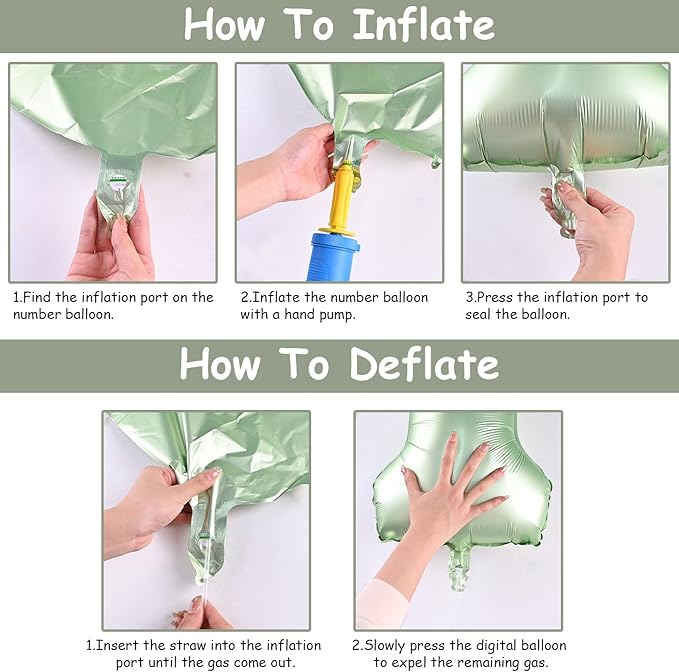 Sage Green Number 3 Balloon, 40In Large Foil Number Balloons Set 0-9 for Women, Self Inflating Olive Green Digital 3 Helium Balloon for Girls Boys 1st Birthday Jungle Safari Party Decorations Supplies