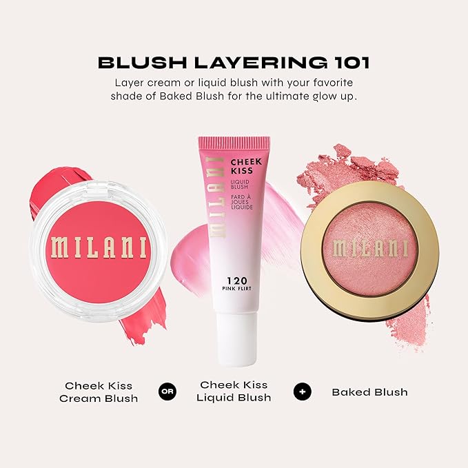 Milani Baked Blush, Powder Blush for Cheeks, Cruelty Free Makeup - Shape, Contour & Highlight Face for a Shimmery or Matte Finish -Corallina