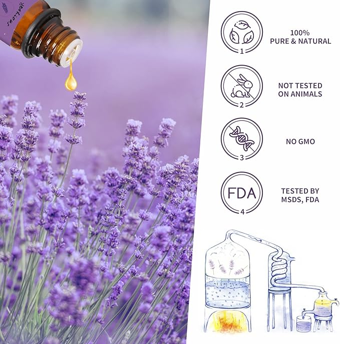 yethious Lavender Essential Oils for Diffuser & Aromatherapy Pure Lavender Oil Organic Plant Oils