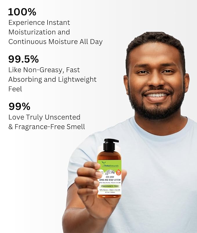 RaGaNaturals Natural Unscented Body Lotion for Dry Skin with Shea Butter and Vitamin E & B5 - Hydrating, Nourishing, Fragrance Free Hand Moisturizer With Organic Essence - For Women, Men, Kids - 8 Oz