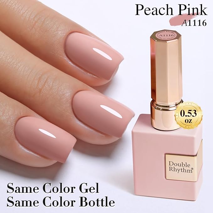 Double Rhythm 15ML Gel Nail Polish Pure Sheer Same Color Same Bottle Soak Off Gel Polish Art Manicure Salon DIY at Home for Women (Pink-A1116)