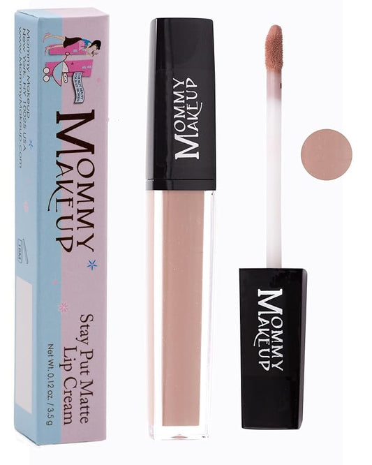 Mommy Makeup Stay Put Matte Lip Cream - Kiss-proof, Transfer-proof, Waterproof, Long Lasting Lipstick - Non-Drying Formula Infused with Vitamin E (Twiggy)