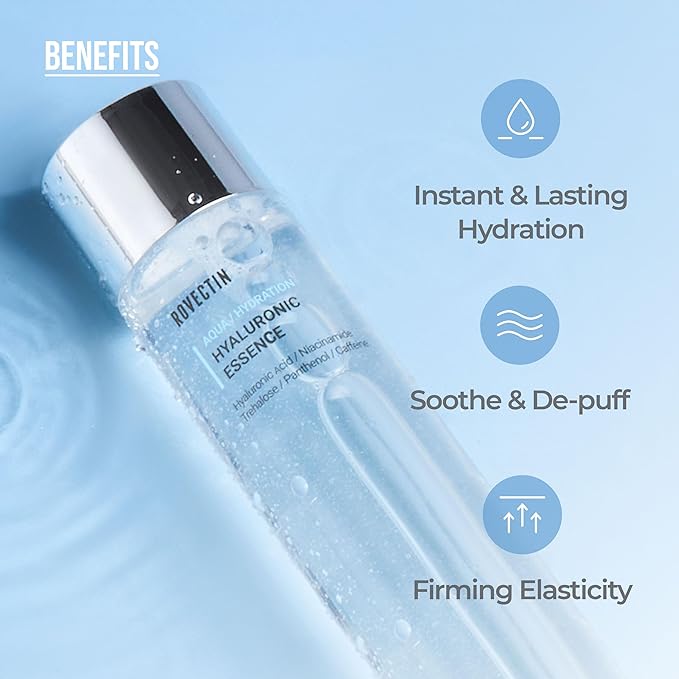 ROVECTIN Calming Lotus Water Cream (2.03 fl.oz, 60ml) Moisturizer + Aqua Hyaluronic Essence (6.08 fl.oz, 180ml) Facial Toner Bundle | Vegan Korean Skincare [2 Pack]