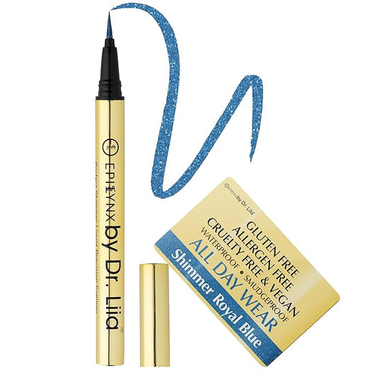 EPILYNX Waterproof Eyeliner - Smudge-Proof Liquid Eyeliner Pen with Precision Tip for Smooth, Long-Lasting Application - Vegan, Hypoallergenic & Gluten-Free Eye Liner - 2mL Shimmer Royal Blue