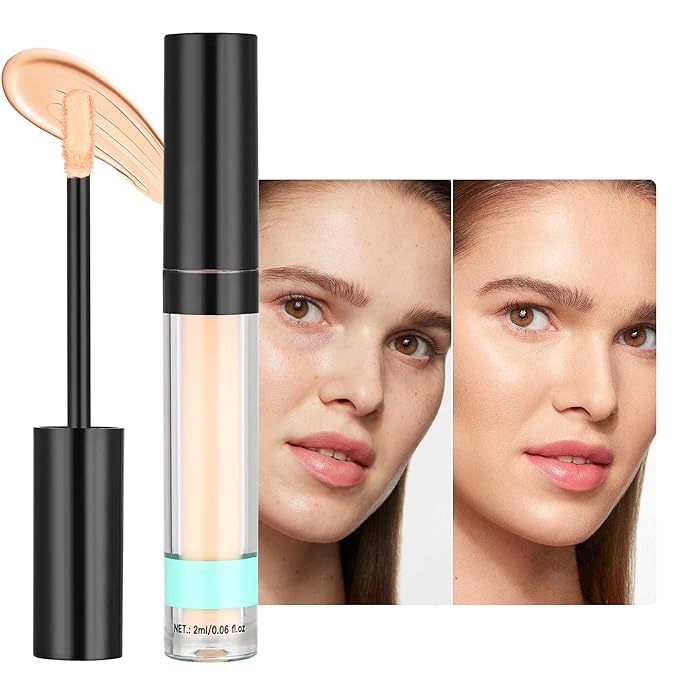 Full Coverage Liquid Concealer, Foundation Makeup for Older Women, Covers Blemishes & Under-Eye Circles, Spots, Matte Finish, Hydrating Primer for Correct, 0.06 fl oz, Vegan & Cruelty-Free A02#Light