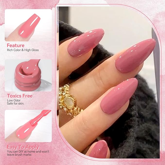 Born Pretty Nude Pink Gel Nail Polish Netural Gel Polish Spring Summer Valentine's Day Nail Art Manicure Collection 6PCS