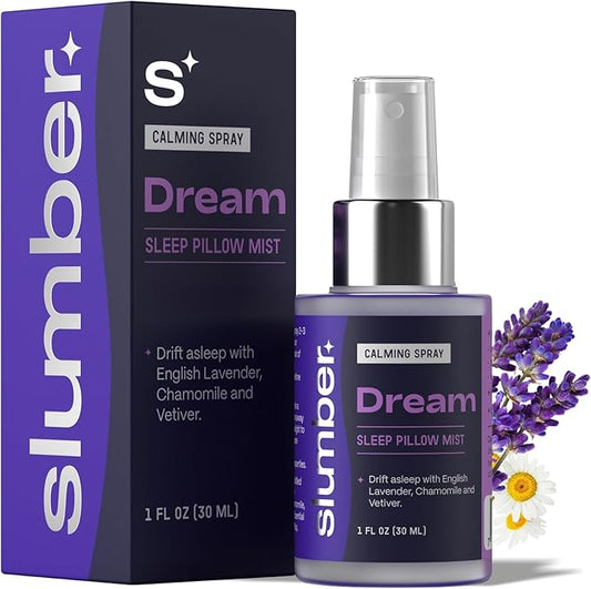Slumber Dream Sleep Pillow Spray with Pure Essential Oils of Lavender, Chamomile, and Vetiver, Spa Aromatherapy Mist for Luxury Bedtime Relaxation Routine, Plant Based Natural Spray, 30 ML