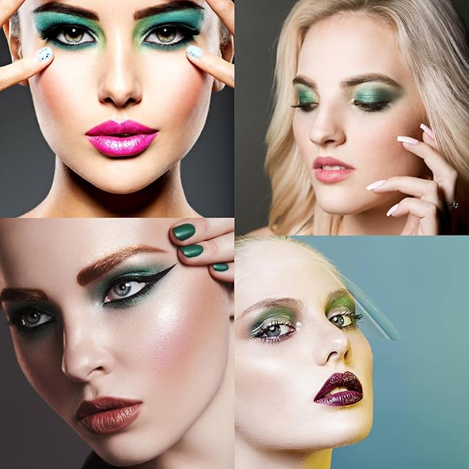 MEICOLY 9 Colors Glitter Green Eyeshadow Palette,Green Eye Shadow for Halloween Wicked Witch Elphaba Makeup,Long Lasting Shimmer Matte Eye Makeup Palette Eyelid Color,Christmas Stocking Stuffers