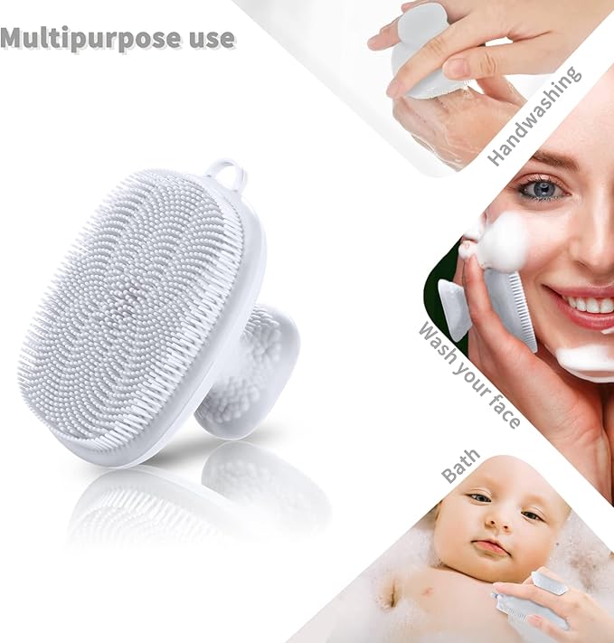 VWMYQ Silicone Face Scrubber for Men Facial Cleansing Brush Silicone Face Wash Brush Manual Waterproof Cleansing Skin Care Face Brushes for Cleansing and Exfoliating (White)
