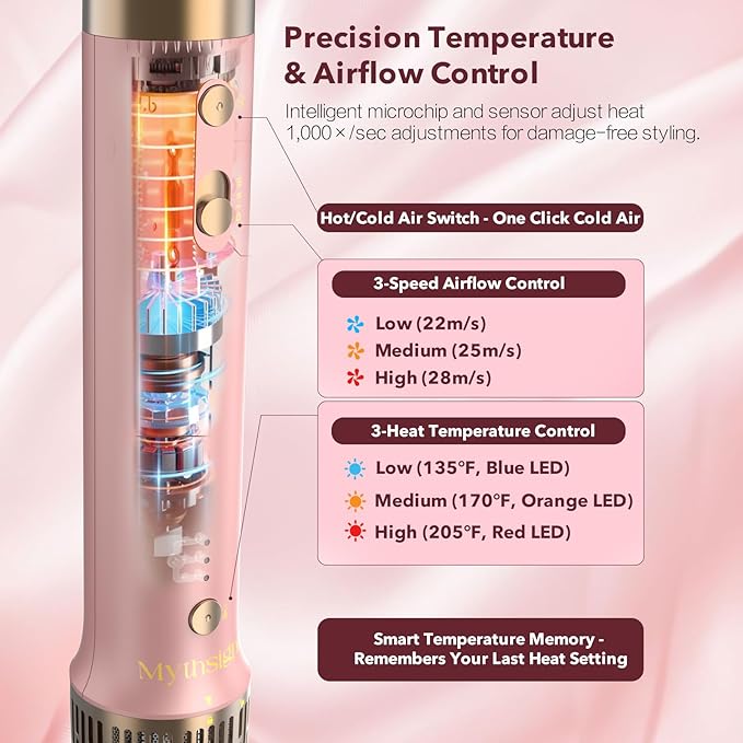 StyleVibe 8-in-1 Multi-Styler, Blow Dryer Brush & Thermal Brush with Auto Wrap Curl L/R, Fast Drying, Smooth Blowouts, Root-Lift Volume, No Heat Damage Frizz-Free Air Styler with Travel Bag