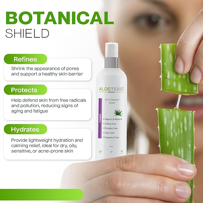 Aloe Vera Toner for Sensitive Skin: Hydrating Facial Toner for Women Anti Aging Dry, Oily & Acne Prone Skin with Soothing Aloe Vera, Pore Minimizing Witch Hazel, pH Balancing Antioxidant Green Tea 8oz