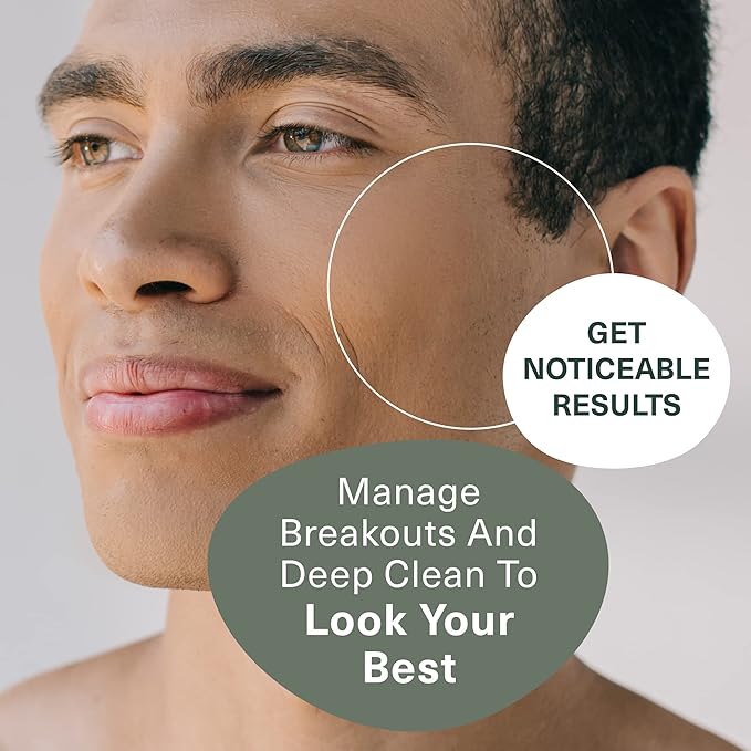 Botanic Tree Glycolic Acid Face Wash for Men - Facial Cleanser, Scrub - 10% Glycolic Acid with Activated Charcoal - 6 fl oz