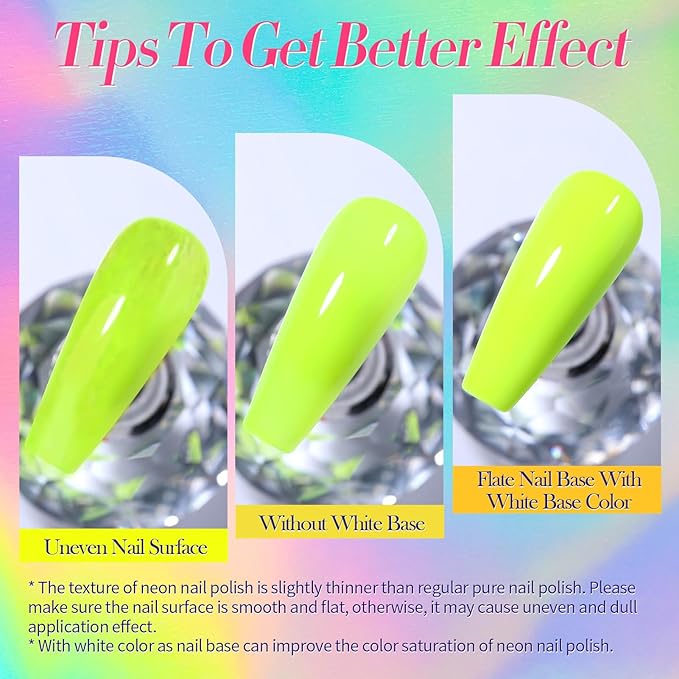 Born Pretty Neon Nail Polish Set, 6 Colors Halloween Quick Dry Nail Polish Hot Pink Orange Yellow Green Blue Purple Fingernail Polish 10ml 0.34oz Fluorescent Glossy Nail Lacquer Polish Set