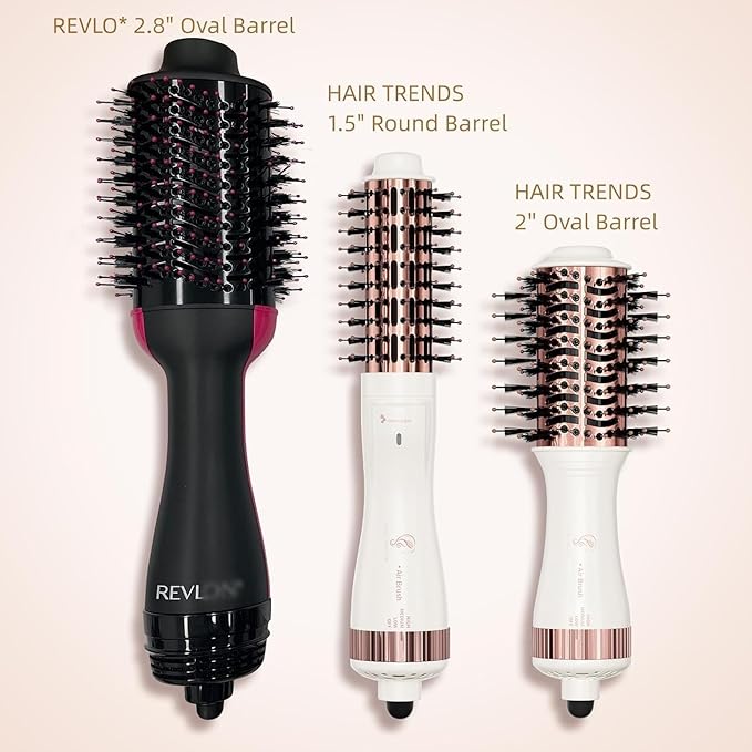 1.5 Inch Barrel (2.8’’ Plus Bristles) Dual Voltage(110~250V) Round Brush Blow Dryer, Hair Dryer Brush with European Plug Adapter, 4-in-1 Negative Ionic One Step Volumizer Dryer