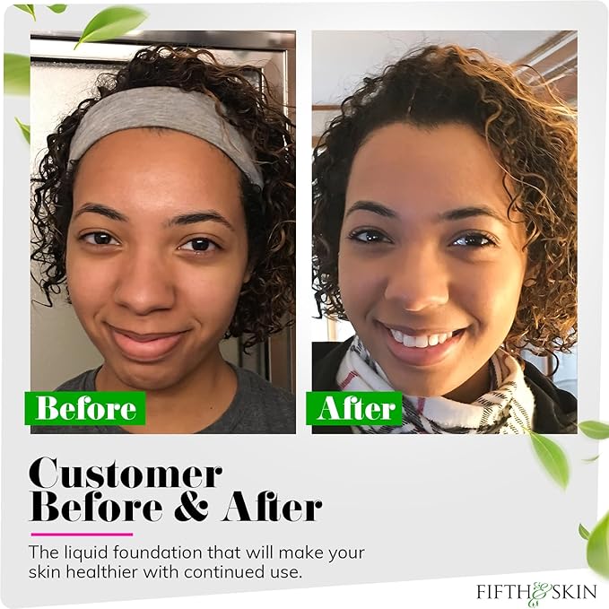 Fifth & Skin: Better’n Ur Skin Liquid Foundation (DEEP TAN) - Natural, Organic, Vegan, Cruelty-Free - Gluten-Free Beauty with Buildable Coverage and Palm-Free Luxury - 1 oz