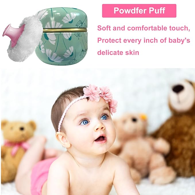 Body Powder Puff and Container for Dusting Powder, Women Powder Puff and Powder Case for Bath and Travel (Dandelion)