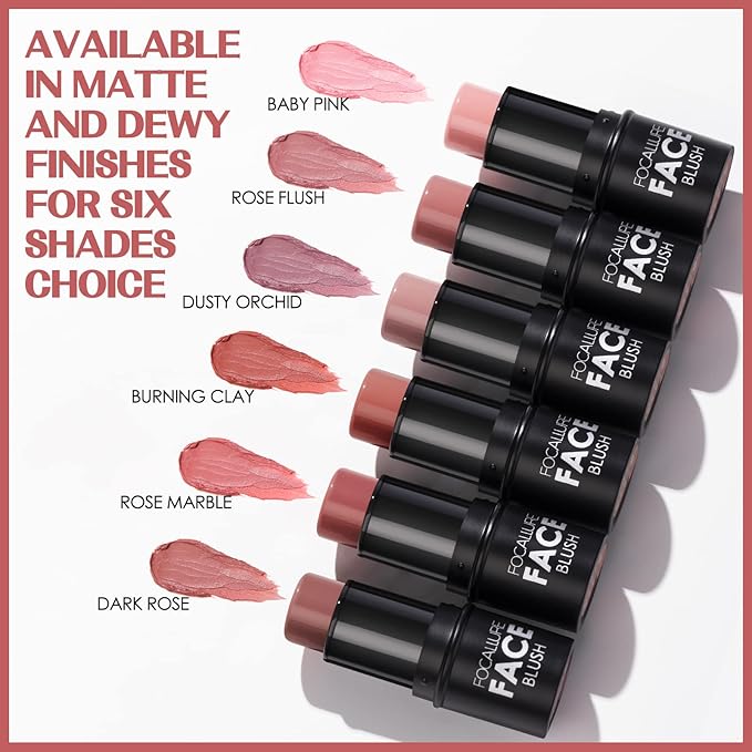 FOCALLURE Cream Blush Makeup,Buildable Blush Stick for Cheeks,Matte and Dewy Finish,Long Wearing,Easy Application,Lightweight Multi Stick,DARK ROSE