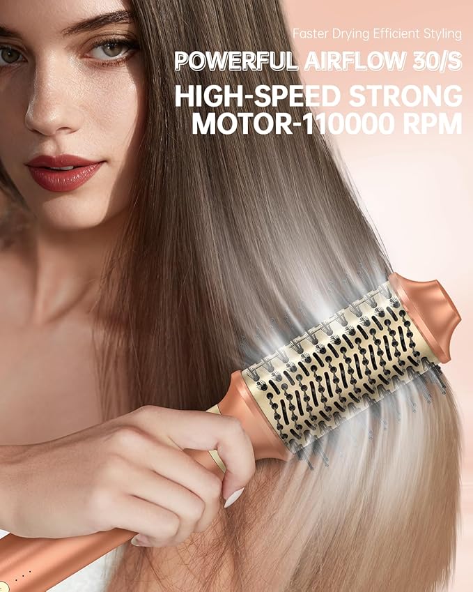 [Dual Voltage] webeauty 6 in 1 Hot Air Styler Wrap, High-Speed Negative Ionic Hair Dryer with Auto Wrap Curlers, Professional Blow Dryer Brush, Diffuser, Volumizer Multiple Styling, No Heat Damage