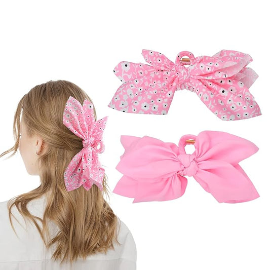 Bow Claw Clips Bow Hair Clips 2PC Pink Big Hair Bows for Women Butterfly Styling Large Hair Clips for Thick Hair for Girls Hair Accessories for Teen