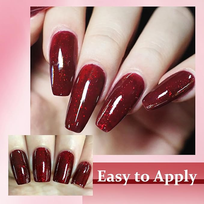 Major Dijit Quick Dry Nail Polish 12ml/0.41fl oz Dark Red Regular Nail Lacquer Fast Drying & Long Lasting Nail Polish Nail Art Effect for Nail Salon