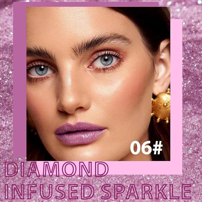 Purple Metallic Lipstick for Women,Lightweight Comfortable Non-Drying Shimmer Frosted Lipstick,Glitter Lip Gloss Stain Long Lasting Waterproof Smudge Proof 24 Hour Full Coverage Lip Makeup,Vegan