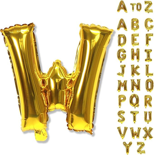 40 Inch Giant Alphabet W Customize Balloons, Large Self Inflating Gold Letter for Name Decor, Helium Custom Foil for Women Birthday Party Decoration Supplies