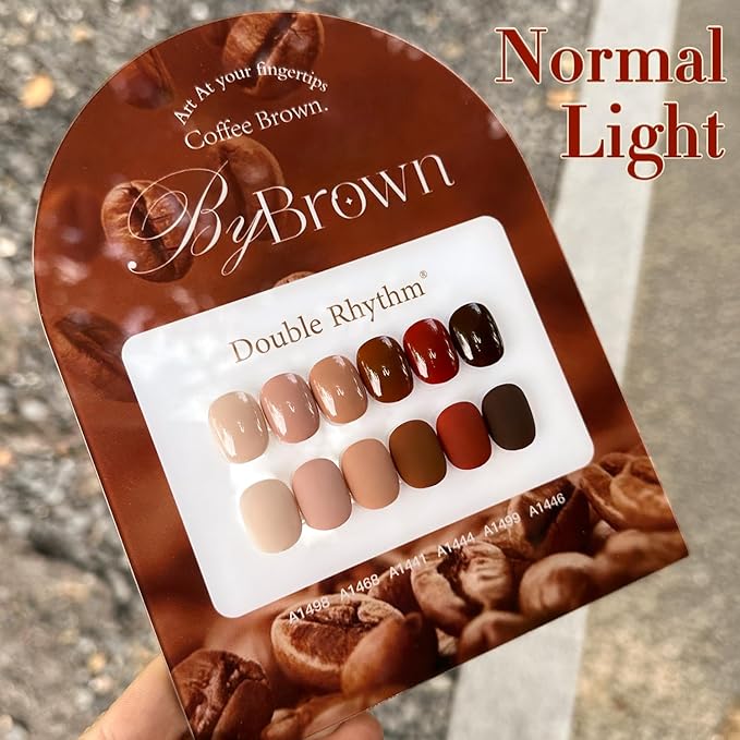 Double Rhythm 6 Pcs 15 ML Gel Polish Set Same Color Same Bottle Soak Off Gel Polish Kit Nail Art Manicure Salon DIY at Home for Women (Coffee Brown Nude Red Beige Pink-T6-5)