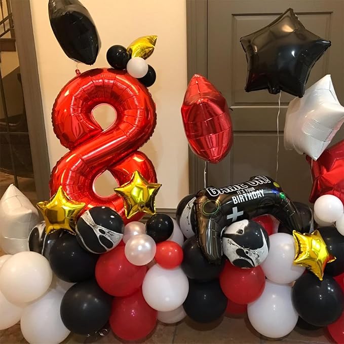 Red 9 Balloons for Boys, 40 Inch Large Foil Number Balloons Set 0-9, Self Inflating Digital 9 Helium Balloon for Girls Women Men Age Birthday Anniversary Party Decorations Photo Shoot Supplies