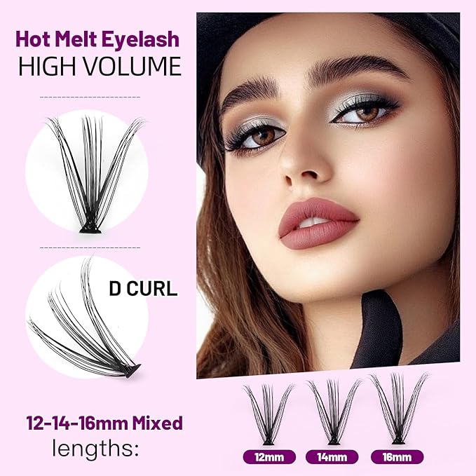 20D Cluster Eyelashes Mixed10-12-14mm/11-13-15mm/12-14-16mm/16-18-20mm Individual False Eyelashes Thickness 0.07mm D Curl Makeup Volume Eye Lashes 200 PCS (12-14-16mm)