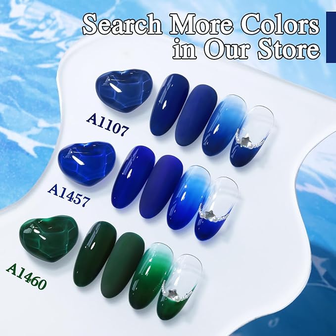Double Rhythm 15ML Gel Polish Pure Sheer Same Color Same Bottle Soak Off Gel Polish Art Manicure Salon DIY at Home for Women (Deep Green-A1460)