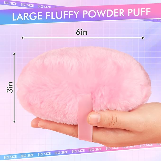 WSYUB Extra-Large Body Powder Puff - 6 Inch Ultra Soft Fluffy Velour Powder Puff, Pink