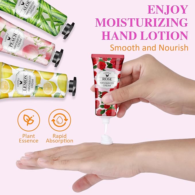 VESPRO 70 Pack Hand Cream Set For Women, Bridal Shower Favors, Thank You Gifts, Bulk Hand Lotion Travel Size for Dry Cracked Hands, Mini Hand Lotion for Bridal Shower Gifts and Birthday Gifts