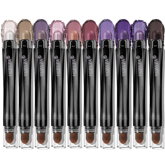 10PCS Eyeshadow Stick Set,Pro Longwear Purple Cream Eye Shadow Brightener Pencil Crayon Makeup Sticks-Grape Glam