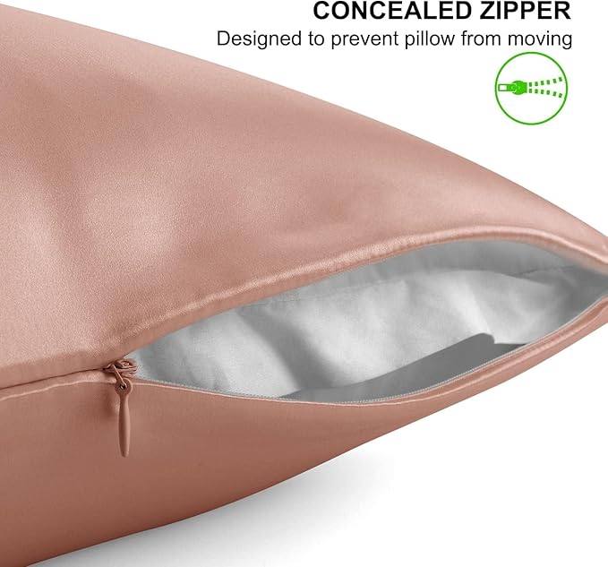 ALASKA BEAR Silk Pillowcase for Curly Hair and Skin Women Real Mulberry Silk Pillow Case Queen Single (1 Pack, Rose Gold)