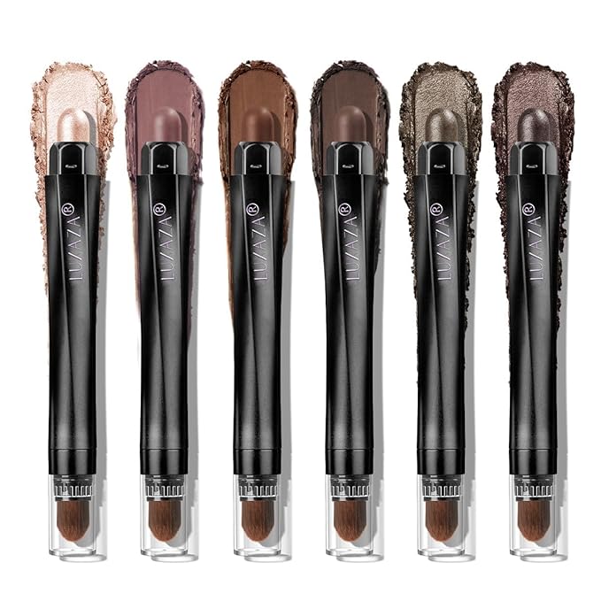 Neutral Eyeshadow Stick Makeup 6PCS Set, Dark Grey Shimmer Matte Cream Eye Shadow for Smoky Eye Brightener Pencil Crayon - A3 Smoky Rose Taupe