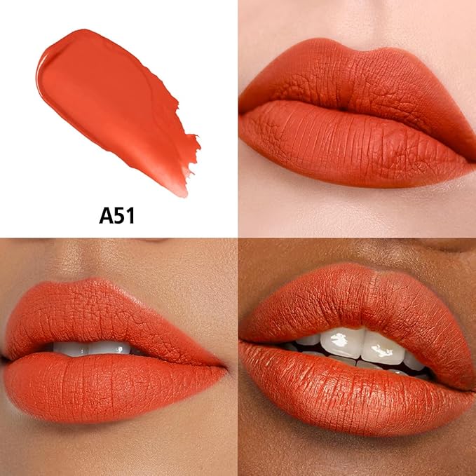 Orange Lipstick Long Lasting Lipsticks for Women Pigmented Smudgeproof Transferproof Vegan Cruelty Free Lip Makeup, A51 In Love