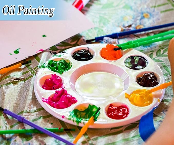 100 PCS Paint Tray Palettes for Kids, Plastic Paint Pallet with 10 Wells, inifus Acrylic Artist Paint Tray Palette for Kids, Students to Acrylic Oil Watercolor Craft Supplies DIY Art Painting