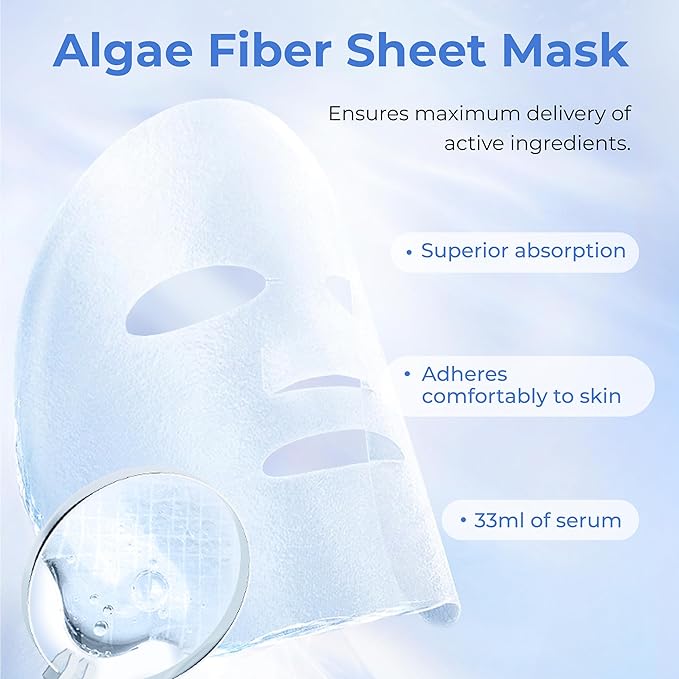 2-Step Niacinamide Brightening Ampoule Mask (1.5ml+33mlx5 PCS) - Hydrating Mask with Niacinamide, Himalayan Barley Beta-Glucan & Glacier Water for Spot Reduction