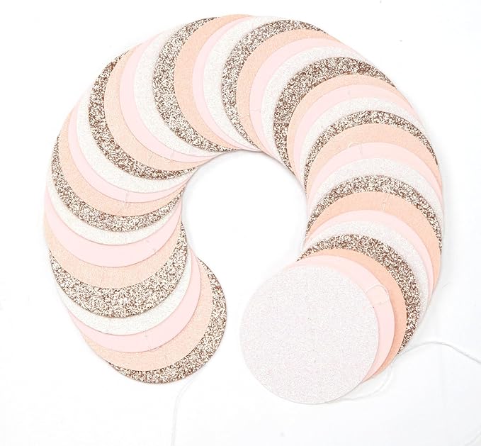 Rose-Gold Pink-White Birthday Party-Decorations Streamers - 52Ft Baby Bridal Shower Hanging Paper Garland Banner,Bachelorette Wedding Engagement Christmas Supplies Backdrop Graduation Decor Hugtmr