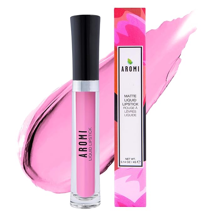 Aromi Matte Liquid Lipstick | Light Pink Lip Color for Women, Smudge Proof, Long-lasting, Waterproof, Vegan, Handmade (Baby Pink)