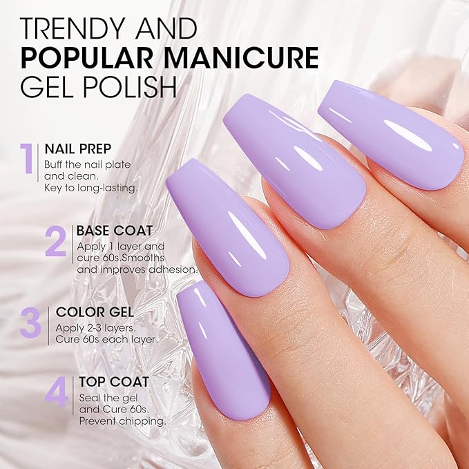 Gellen Gel Nail Polish Set, 6 Colors Pastel Pink Gel Polish Purple Nail Polish Set, Soak Off UV Gel Manicure DIY Home Salon Nail Art Valentines Gifts