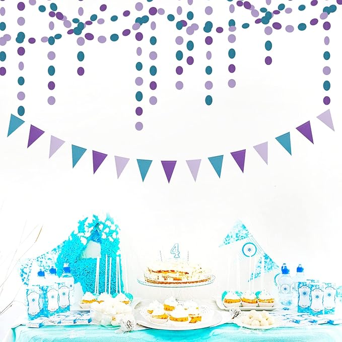 Purple-Blue Mermaid Party-Decorations Paper Garland Streamers - 52Ft Girls Birthday Baby Shower Glitter Hanging Decor Banner,Little Mermaid Theme Under The Sea Backdrop Bunting Panduola
