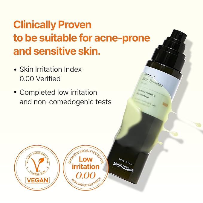 MEDITHERAPY Retinal Skin Booster Serum – Beginner-Friendly, Anti-Aging, Non-Irritating Retinol for Face and Body – Pore Minimizer, Wrinkle Treatment – Korean Skin Care, 5.07 Fl. Oz Large Size